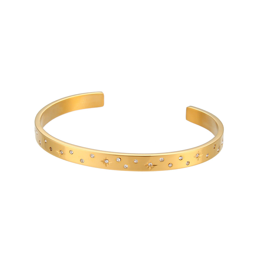 Fashion Circle Stainless Steel 18K Gold Plated Bangles