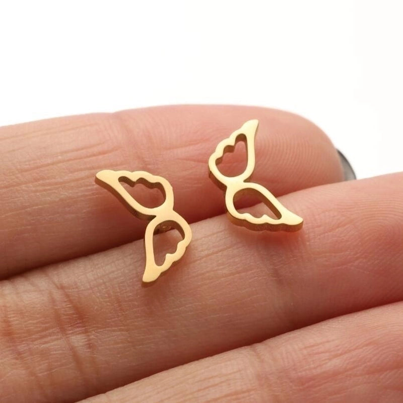 1 Pair Casual Minimalist Butterfly Umbrella Snowflake Asymmetrical Plating Hollow Out 304 Stainless Steel 18K Gold Plated Ear Studs