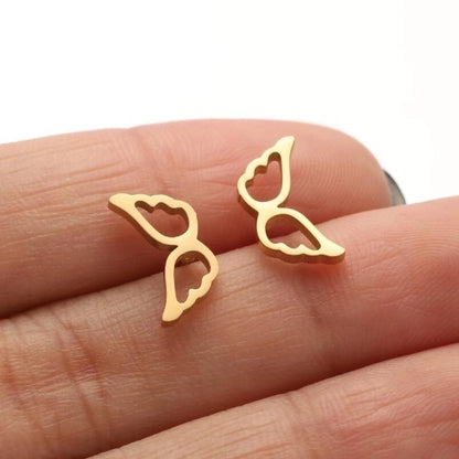 1 Pair Casual Minimalist Butterfly Umbrella Snowflake Asymmetrical Plating Hollow Out 304 Stainless Steel 18K Gold Plated Ear Studs