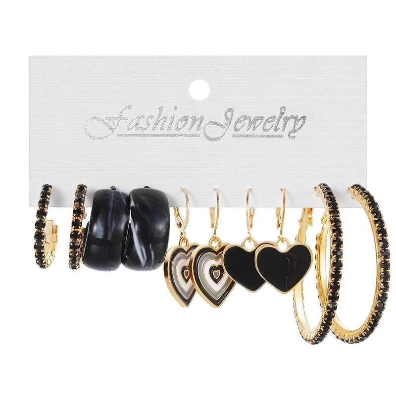 Retro Round Alloy Plating Artificial Pearls Women\'s Earrings Ear Studs 6-piece Set