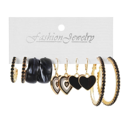 Retro Round Alloy Plating Artificial Pearls Women\'s Earrings Ear Studs 6-piece Set