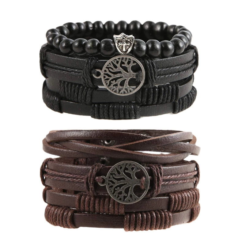 Minimalist Tree Pu Leather Beaded Hollow Out Unisex Bracelets