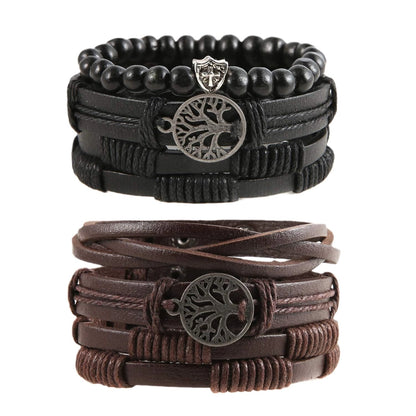 Minimalist Tree Pu Leather Beaded Hollow Out Unisex Bracelets