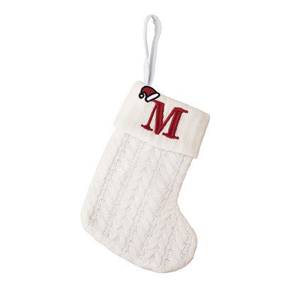 Cross-border Letter Christmas Stockings Santa Claus New Christmas Gift Wool Knitted Candy Bag Christmas Tree Pendant