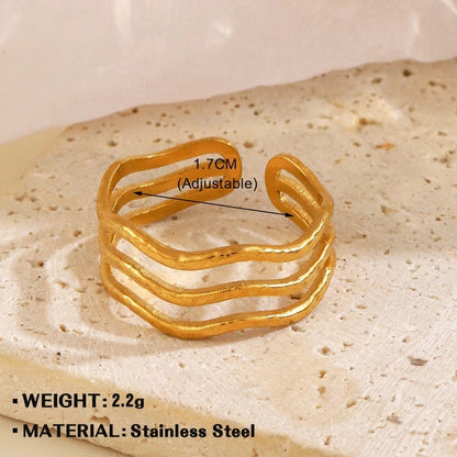 Minimalist Geometric 304 Stainless Steel Irregular Plating Open Rings