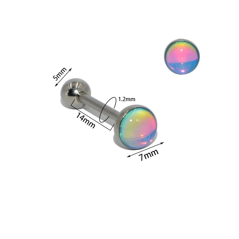 1 Piece Tongue Rings Minimalist Gradient Color 304 Stainless Steel Resin Polishing Resin Tongue Rings