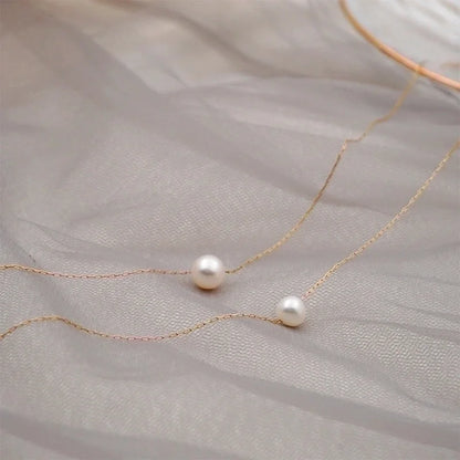 Minimalist Round Pearl Titanium Steel Necklace