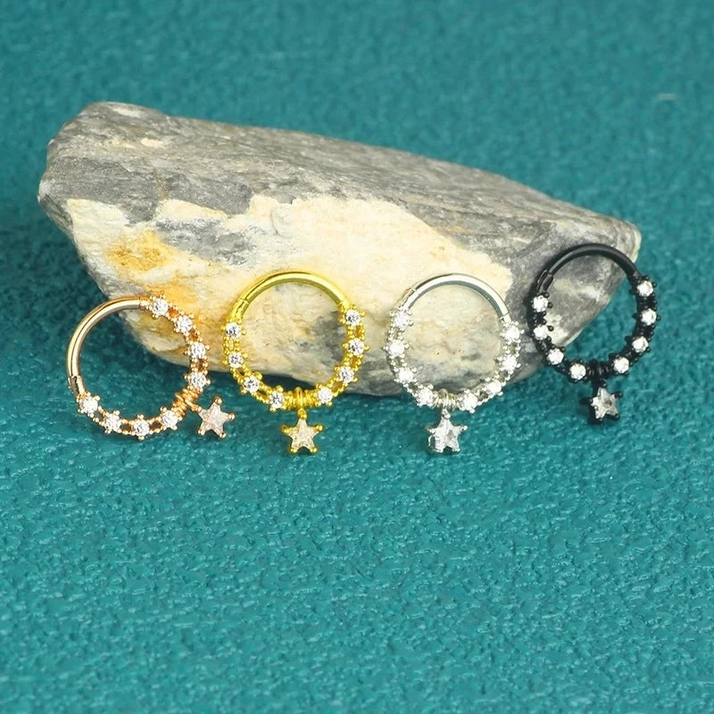 1 Piece Nose Rings & Studs Minimalist Classic Style Solid Color 304 Stainless Steel Inlay Rhinestones Nose Rings & Studs