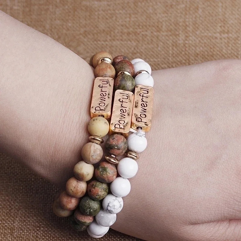 Vintage Style Letter Natural Stone Bracelets Beaded 1 Piece