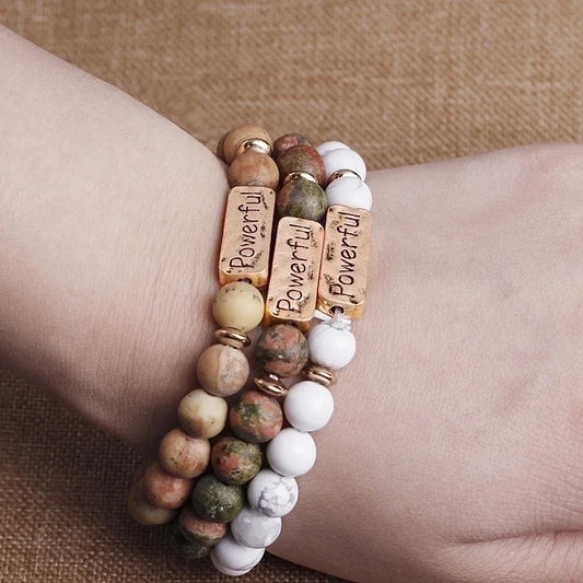 Vintage Style Letter Natural Stone Bracelets Beaded 1 Piece