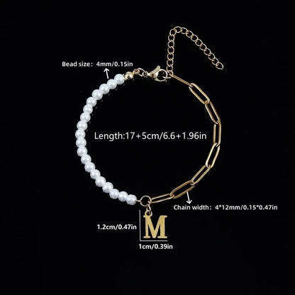 Elegant Minimalist Classic Style Letter 201 Stainless Steel 304 Stainless Steel Imitation Pearl Bracelets In Bulk