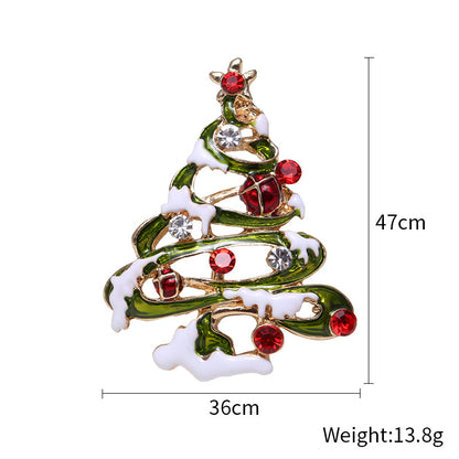 Fashion Pin Christmas Tree Alloy Inlay Rhinestones Women'S Brooches