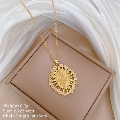 Minimalist Geometric Titanium Steel Diamond Inlay Necklaces