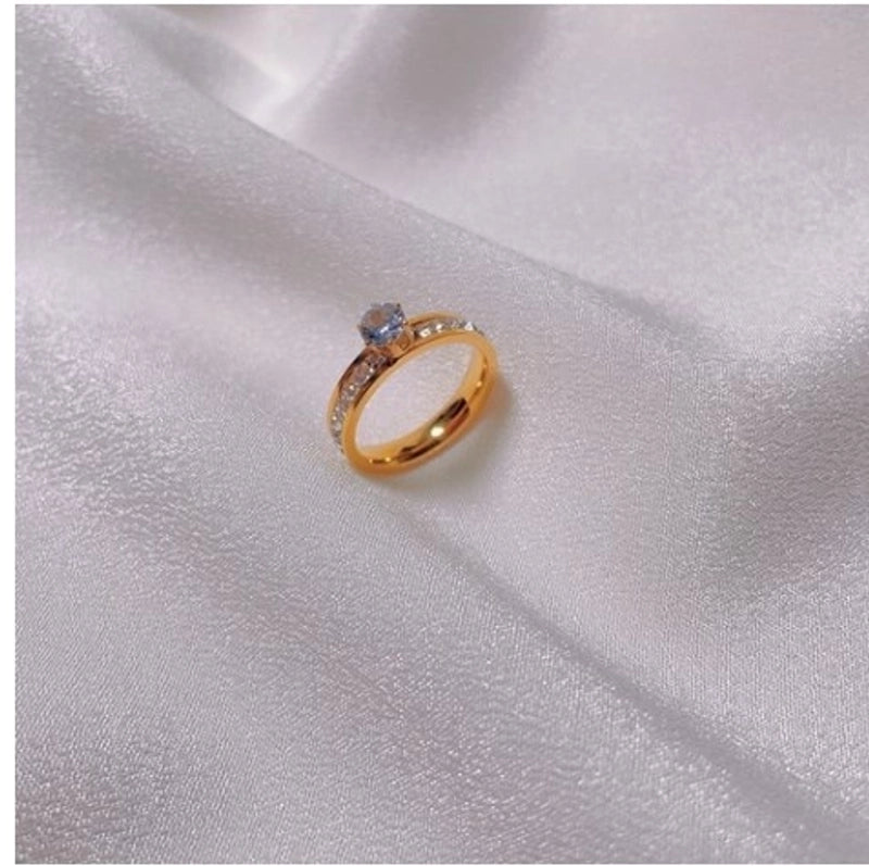 Lady Solid Color Titanium Steel Polishing Plating Inlay Zircon Gold Plated Bangle