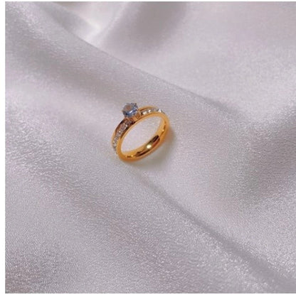 Lady Solid Color Titanium Steel Polishing Plating Inlay Zircon Gold Plated Bangle