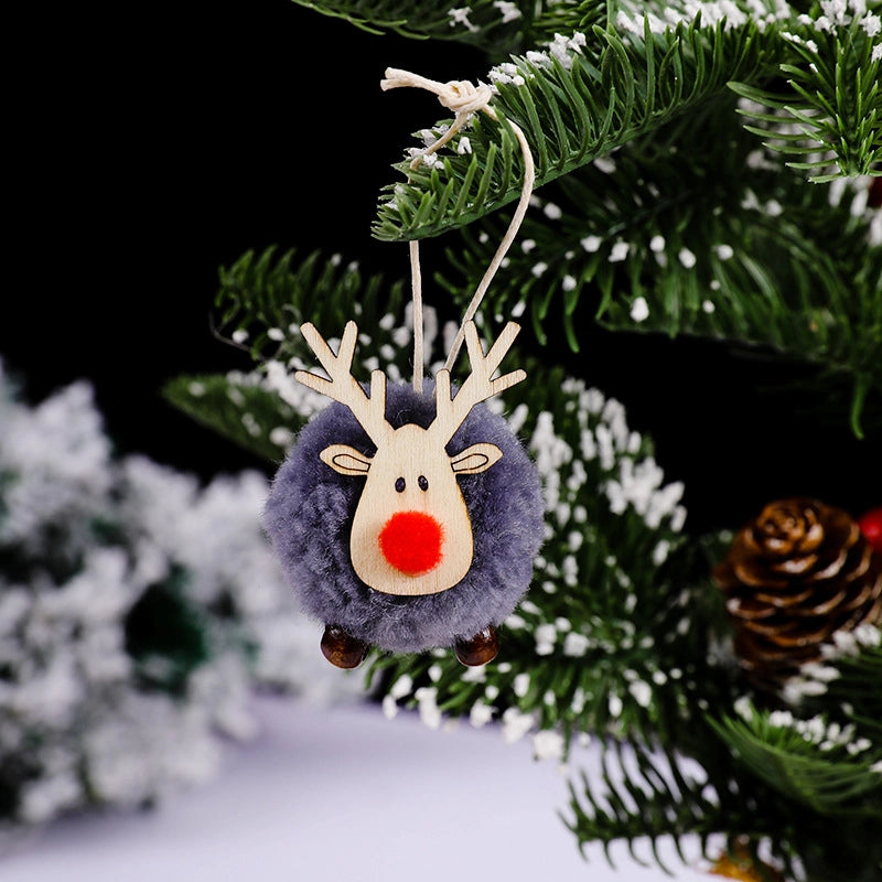 Christmas Festival Decorations Felt Deer Pendant Creative Elk Lamb Velvet Ball Christmas Tree Hanging Gift