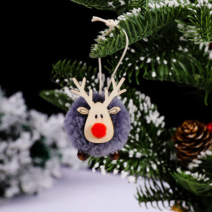 Christmas Festival Decorations Felt Deer Pendant Creative Elk Lamb Velvet Ball Christmas Tree Hanging Gift