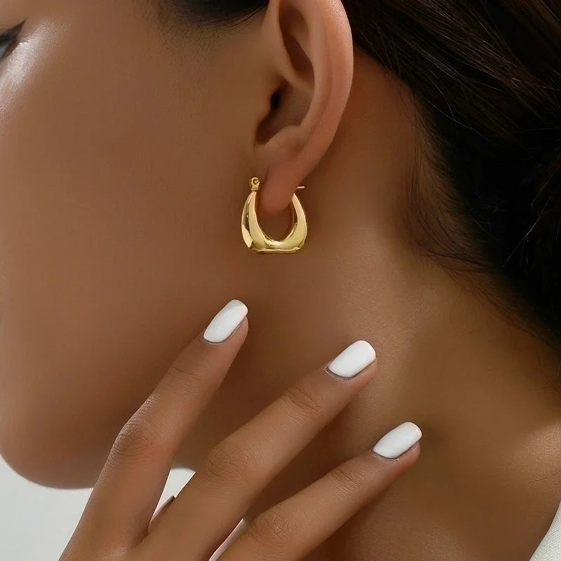 1 Pair Basic Vintage Style U Shape Plating 201 Stainless Steel 18K Gold Plated Hoop Earrings