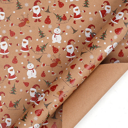 Christmas Gift Gift Box Wrapping Paper Brown Kraft Paper Uv Printing Environmentally Friendly Christmas Wrapping Paper Set