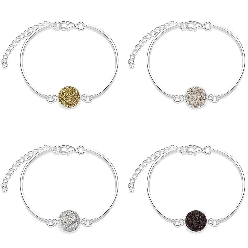 Fashion Hot-selling Alloy Silver Round Crystal Love Natural Stone Bracelet