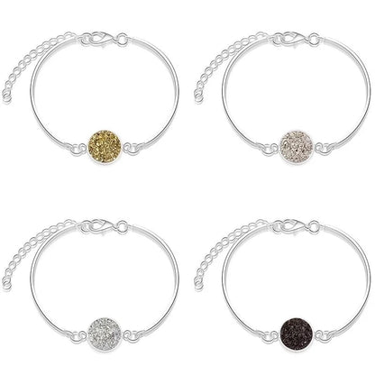 Fashion Hot-selling Alloy Silver Round Crystal Love Natural Stone Bracelet
