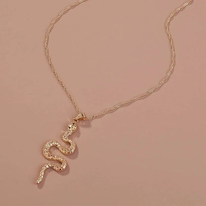 Copper Hip-Hop Retro Polishing Solid Color Snake Necklace