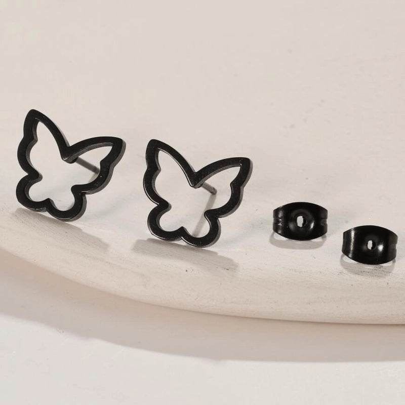 1 Pair Lady Butterfly Plating 304 Stainless Steel 18K Gold Plated Ear Studs