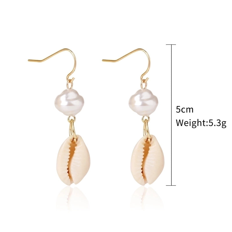 Fashion Shell Shell Inlaid Shell Artificial Pearls Women\'s Earrings 1 Pair