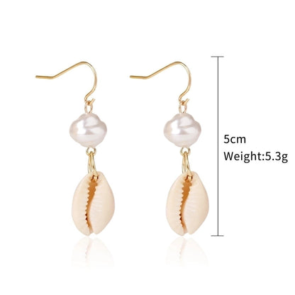 Fashion Shell Shell Inlaid Shell Artificial Pearls Women\'s Earrings 1 Pair