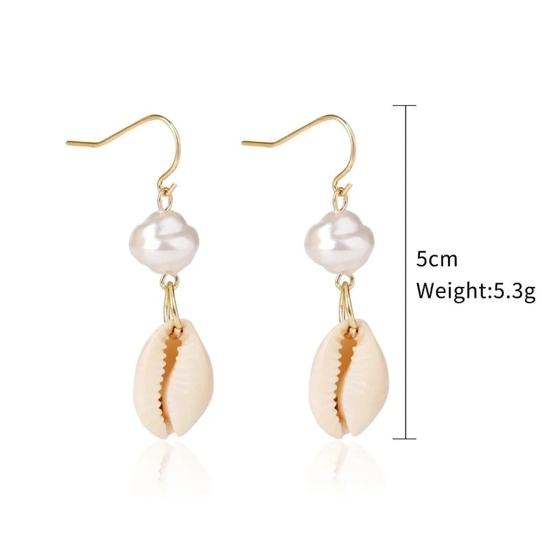 Fashion Shell Shell Inlaid Shell Artificial Pearls Women\'s Earrings 1 Pair