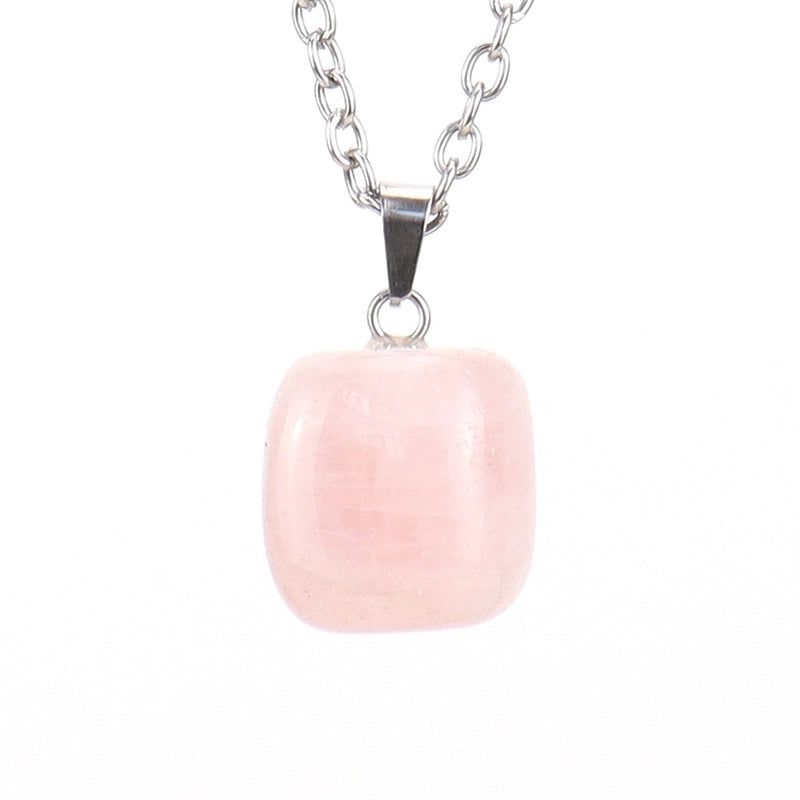 Minimalist Geometric Natural Stone Ferroalloy Knitting Pendant Necklace