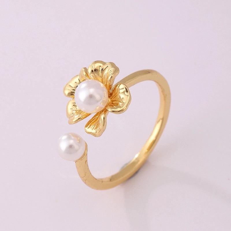 Lady Heart Shape Crown Flower Copper Zircon Inlay Open Rings