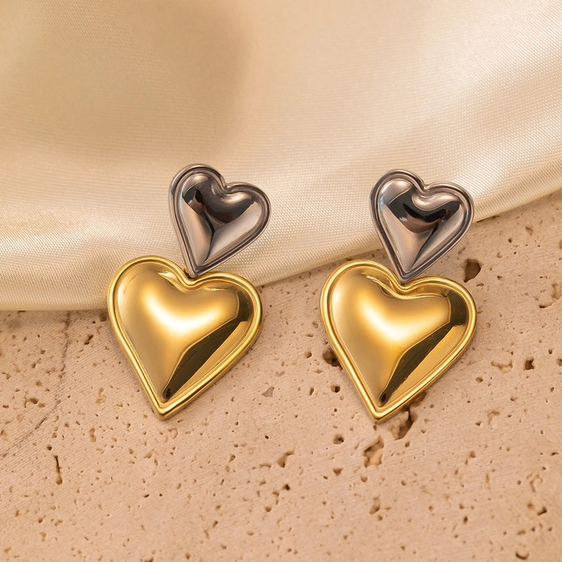 1 Pair Basic Minimalist Irregular Heart Shape Plating Titanium Steel Ear Studs