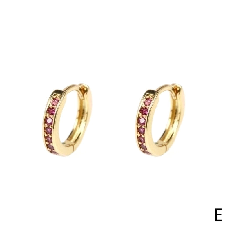 Fashion Round Gold Plated Copper Zircon Hoop Earrings