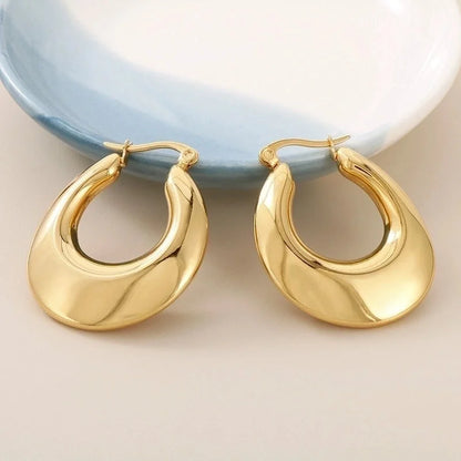 1 Pair Minimalist U Shape Plating Titanium Steel 18K Gold Plated Hoop Earrings