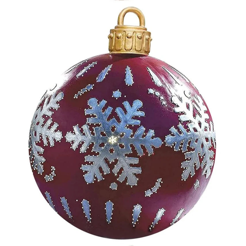 2 Pieces Christmas Decoration Balloon 60cm Outdoor Fun Festive Atmosphere Printed Pvc Inflatable Christmas Ball Craft Ornament
