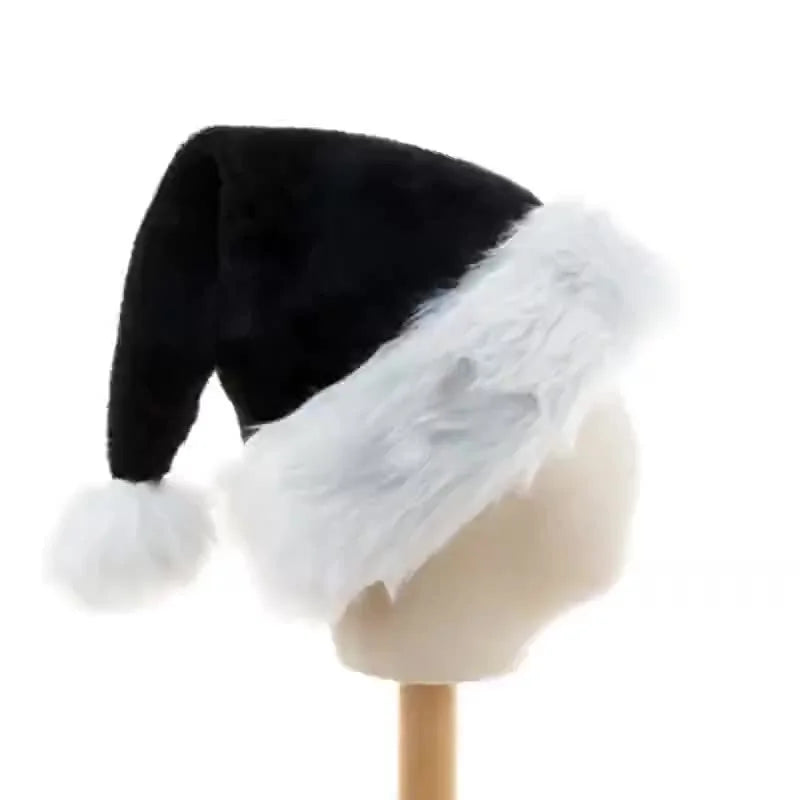 Cross-border New Black Plush Christmas Hat Thickened Plush Big Ball Christmas Halloween Party Witch Hat