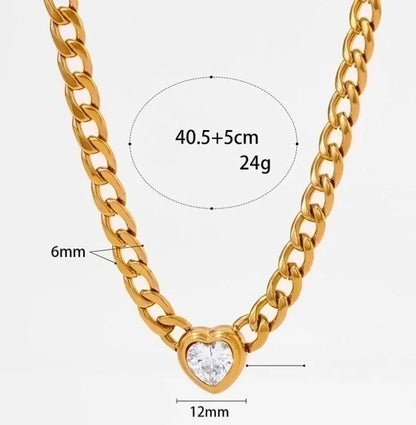 3 Pieces 304 Stainless Steel 16K Gold Plated White Gold Plated Gold Plated Minimalist Inlay Heart Shape Zircon Bracelets Earrings Necklace