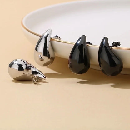 1 Pair Basic Water Droplets Plating Titanium Steel 18K Gold Plated Ear Studs