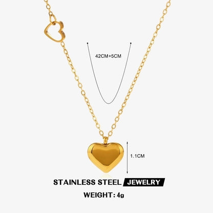 304 Stainless Steel 18K Gold Plated Minimalist Classic Style Plating Inlay Heart Shape Artificial Shell Rhinestones Pendant Necklace