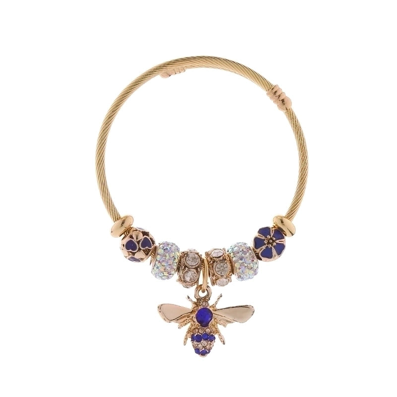 Cute Bee 304 Stainless Steel Alloy Rhinestones Bangle In Bulk