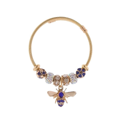 Cute Bee 304 Stainless Steel Alloy Rhinestones Bangle In Bulk