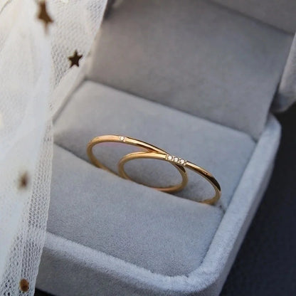 Minimalist Circle Titanium Steel Plating Rhinestones Rings