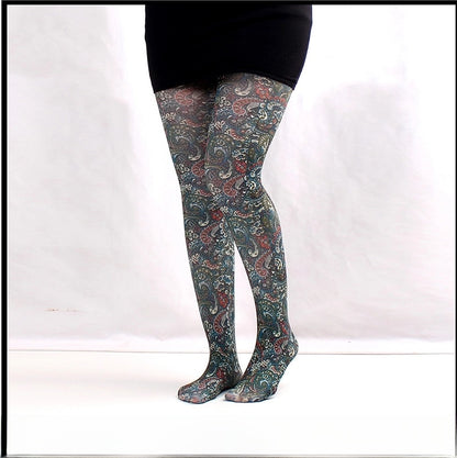 Thin Printed Pantyhose Spring And Autumn Versatile Butterfly Wild Abstract Retro Stockings Women's Socks Anti-snagging