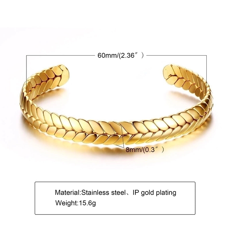 Elegant Geometric Stainless Steel Inlay Zircon 18k Gold Plated Bangle