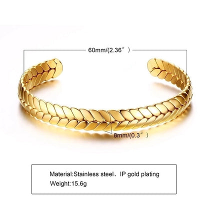 Elegant Geometric Stainless Steel Inlay Zircon 18k Gold Plated Bangle