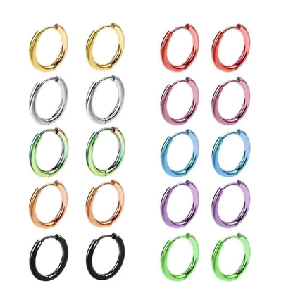1 Piece Retro Solid Color Plating 304 Stainless Steel Titanium Steel Hoop Earrings