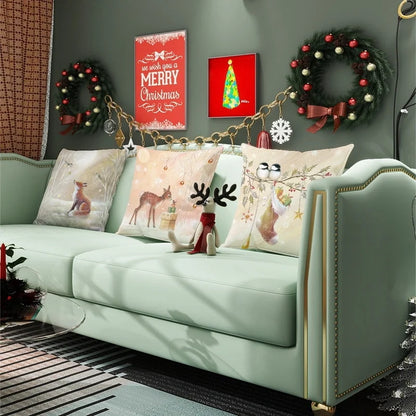 Christmas Glam Santa Claus Snowman Short Plush Pillow Cases Couch & Sofa Decor