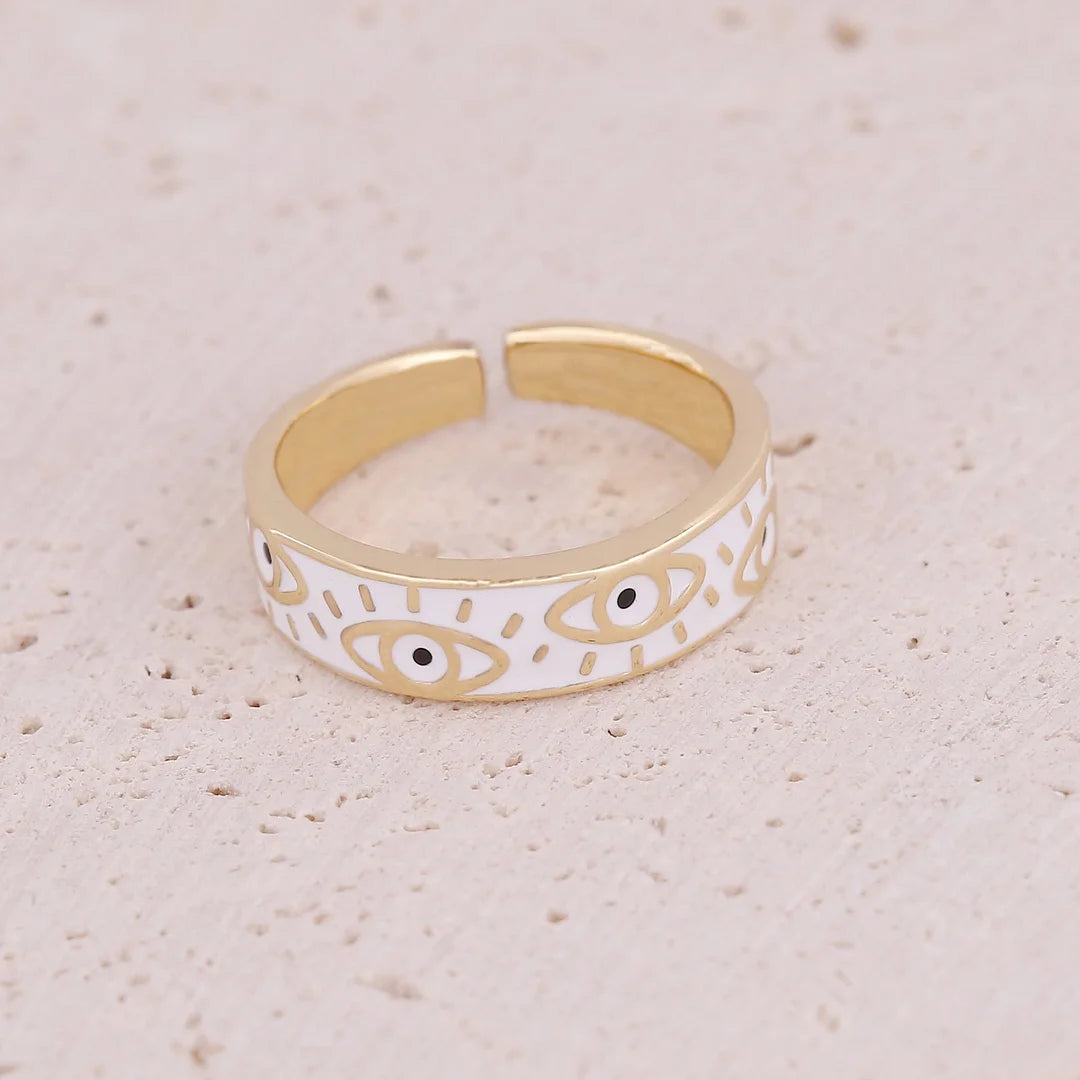 Women Eye Moon Star Copper Zircon Rings