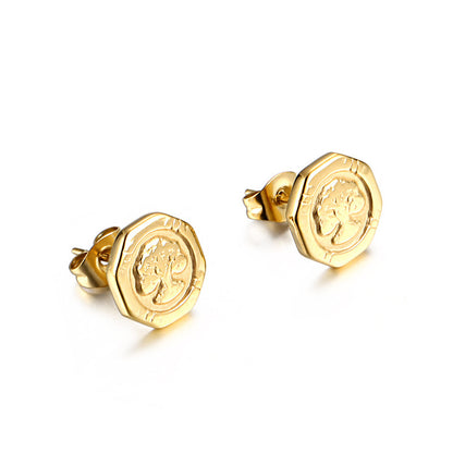 Simple Titanium Steel Tree Of Life Earrings For Female Students Christmas Gift